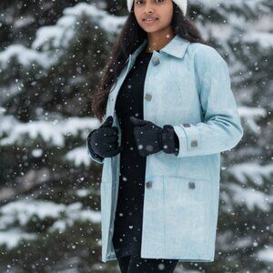 Upcycled Vintage 80s BRAEFAIR Leather trench coat, handpainted wearable art, 8